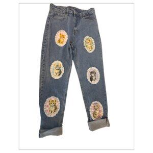 Gently Worn Novelty Design HOT TOPIC Straight Leg Jeans Size 9 (BB0603)